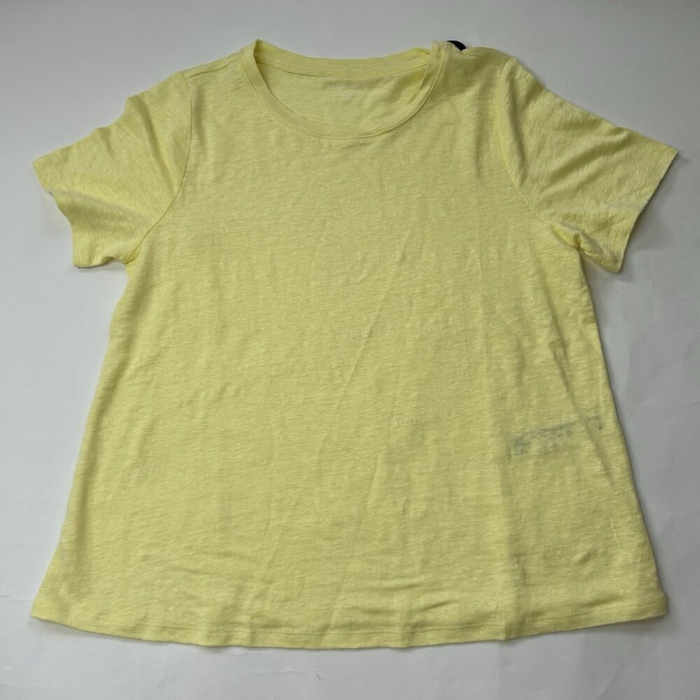 Eileen Fisher Women's XS Organic Linen Jersey Crew Neck Tee Yellow